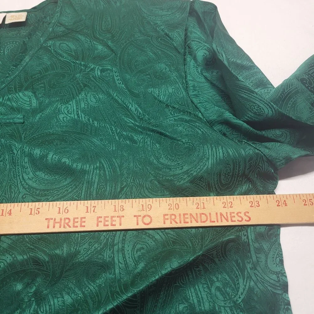 VTG Victoria's Secret LG Gold Label 100% Silk 90s Y2K Sleep Shirt Green Asian